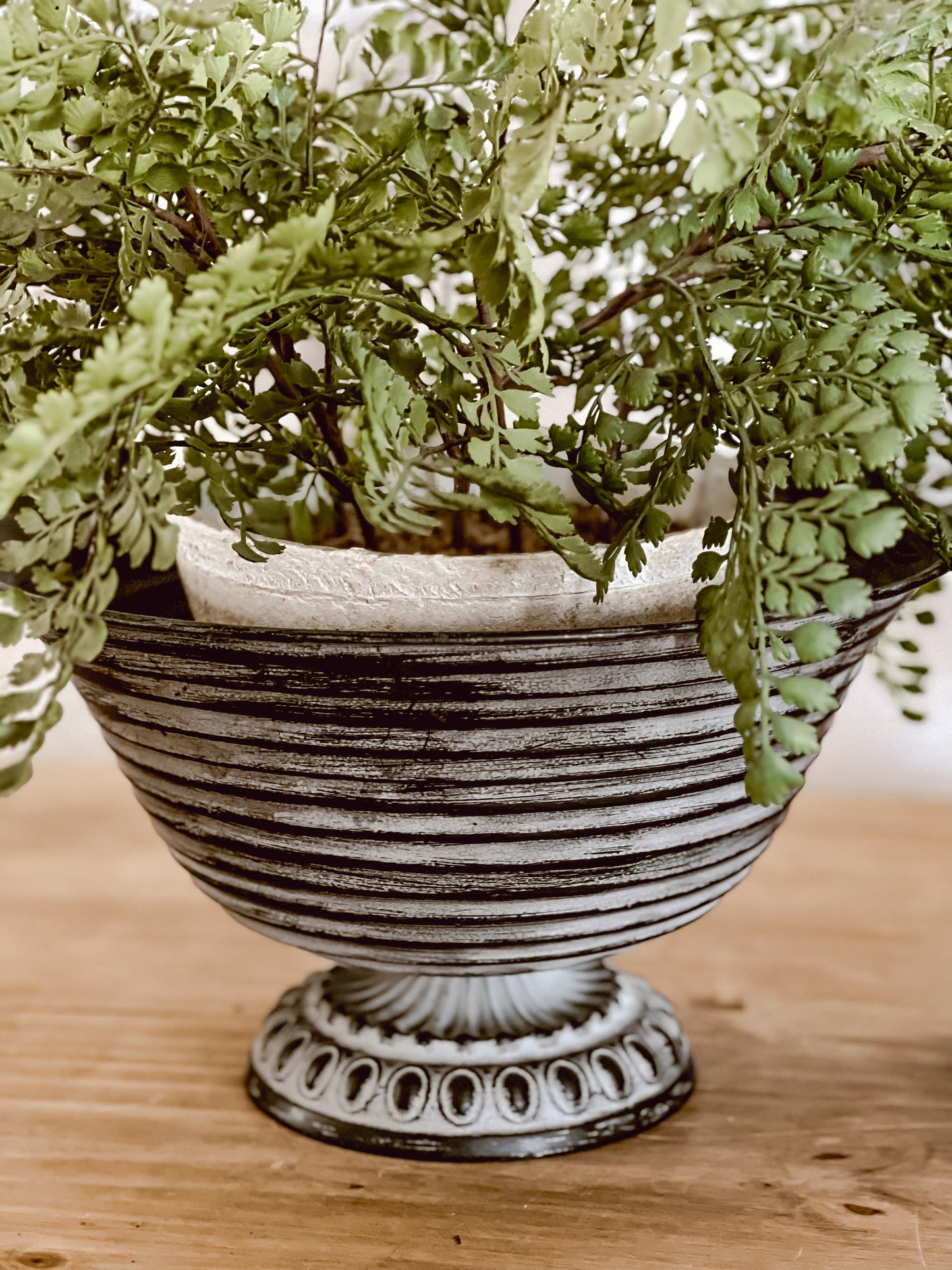 13” Black Fluted Pedestal Bowl