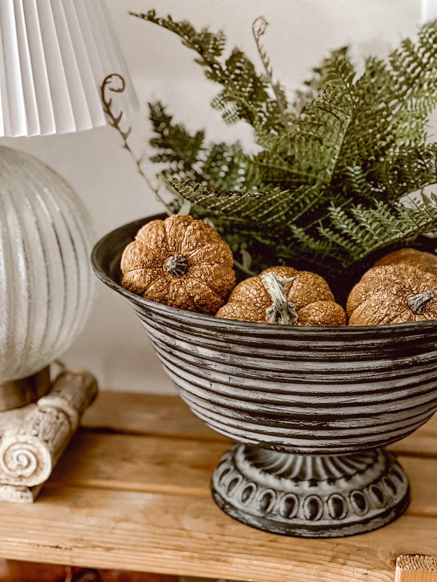 13” Black Fluted Pedestal Bowl